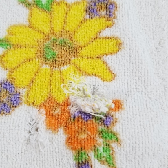 Vintage 1971 Cannon Monticello Daisy Delight cream floral cotton towels - Picture 9 of 10